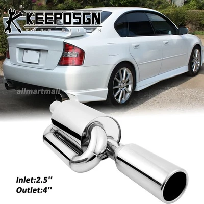 For Subaru Legacy JDM 2.5'' Inlet Twin Loop Exhaust Muffler Resonator Pipe Tip - Image 1 of 4