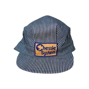 VTG Chessie System Railroad Hat Striped USA Conductor Cap Train Blue And White - Picture 1 of 5