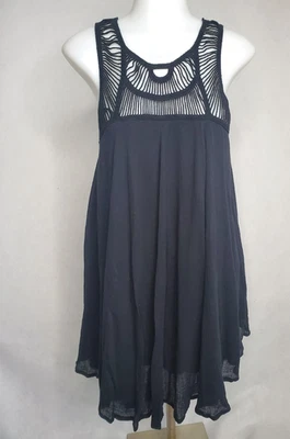 Forever 21 Black Dress Crochet Top Open Back Size S Boho-Chic Hippie Style - Image 1 of 4