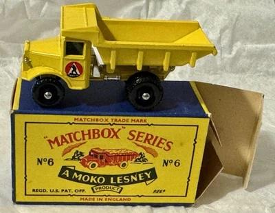 Matchbox Moko Lesney 1957 n.º Camión de cantera 6B Euclid con caja original borde plateado Foto 1 de 4