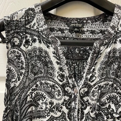 Lucky Brand Women's 2X Geometric Lightweight Flowy Button Down Tank Top Boho - Image 1 of 4