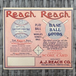 RARE UNMARKED 1909 A.J. Reach Baseball Advertising Scorecard World Series Ball - Picture 1 of 13