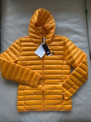 Chaqueta de plumón Adidas Varilite Ho con capucha naranja brillante pequeña nueva con etiquetas Foto 1 de 4