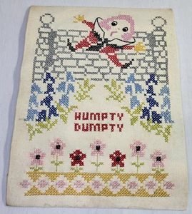 Humpty Dumpty Vintage Unframed Completed Cross Stitch Children's Nursery Rhyme - Picture 1 of 9