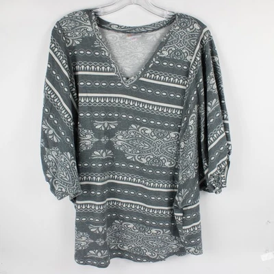 Camisa para mujer LuLaRoe S gris con estampado de filigrana con manga globo Foto 1 de 4