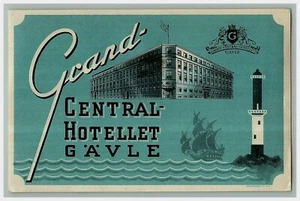 Grand Central Hotellet Gavle Gepäck Etikett Vintage Aufkleber Stempel Poster Schweden - Bild 1 von 3