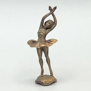 Ballerina Figurine Depose Italy Spinnenmarkierung 2,75" Kunststoff mit Bronzefarbe - Bild 1 von 8