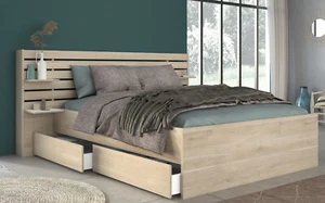 Parisot Escale 3-Kinder-und Jugendbett Stauraumbett Japanische Eiche 160x200 - Bild 1 von 8