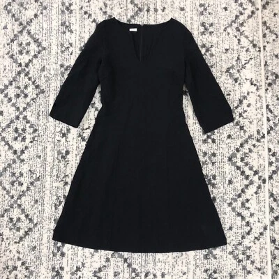 Vestido Agnona Italia Talla 44 8 Negro Ajuste y Acampanado Carrera Mangas 3/4 Minimalista Foto 1 de 4