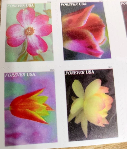 10 "Flowers" Forever Stamps (Face Value $.66) Cover