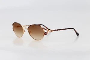 Diva 5074 E 73 E, Vintage 90s gold & tortoise victorian round sunglasses NOS - Picture 1 of 10