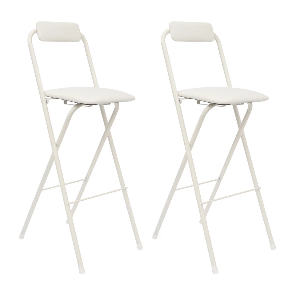2 Pcs Folding Bar Stool with Backrest, Tall Foldable Stool Chair Portable USA - Image 1 of 4