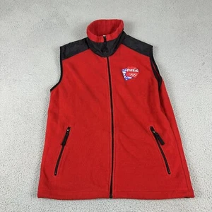 Vintage Coca Cola Vest Mens Small Red Fleece 2002 Salt Lake Olympic Full Zip - Picture 1 of 6