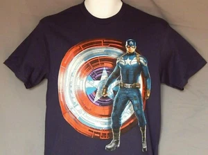 Captain America Shield T-Shirt Mens Medium Large XL Blue Avengers NEW Marvel - Picture 1 of 5