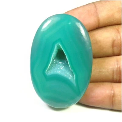 Natural Onyx Agate Gems Cabochon 104 Cts 51x33 mm Oval Geode Green Onyx OND-1522 - Image 1 of 4