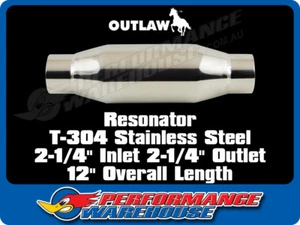 Outlaw Resonator T-304 Polished Stainless Steel 2¼" In/Out x 12" Length - Picture 1 of 2