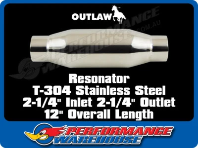 Outlaw Resonator T-304 Polished Stainless Steel 2¼" In/Out x 12" Length - Image 1 of 2