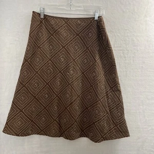 Liz Clairborne Axcess Leinenmischung Rock Damen 10 geometrisch braun bestickt Reißverschluss - Bild 1 von 9