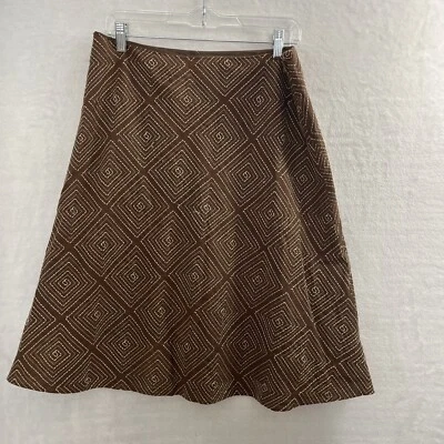 Falda Mujer Liz Clairborne Axcess Mezcla Lino 10 Geométrica Marrón Bordado Cremallera Foto 1 de 4