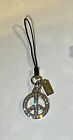 NWOT'S Coach Pave Peace Sign Cell Phone / Camera Lanyard / Bag Charm / Keychain