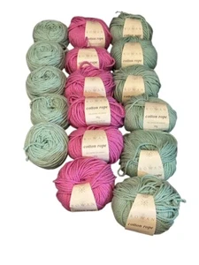 Rowan Cotton Rope Yarn. Cotton/Acrylic blend : Lot of 17 in pinks & greens - Picture 1 of 5