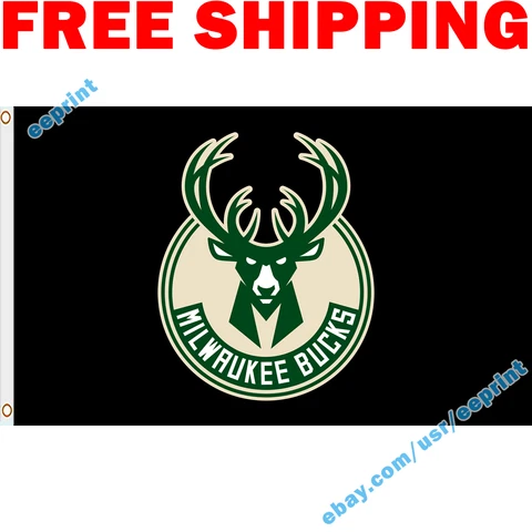 Deluxe Milwaukee Bucks Logo BLACK Flag Banner 3x5 NBA 2022 Fan Home Decor NEW Cover