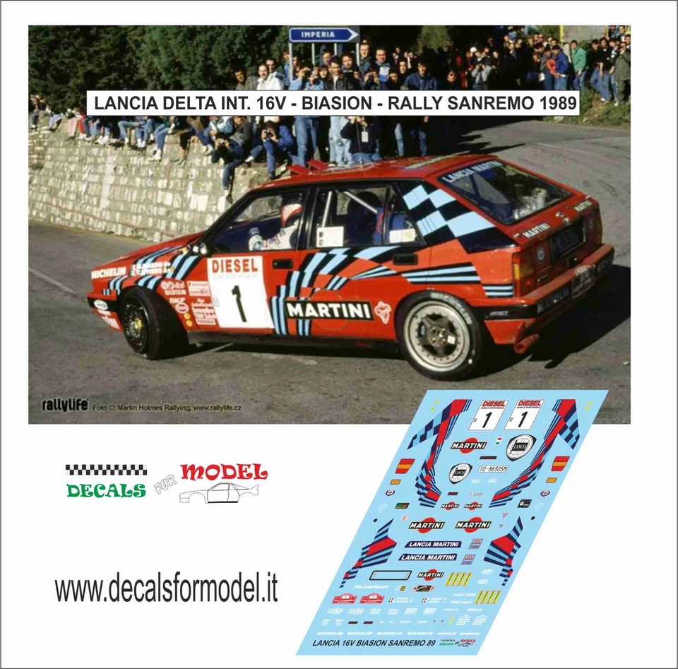 DECALS 1:43 LANCIA DELTA 16V MARTINI BIASION RALLY SANREMO 1989 - Immagine 1 di 1