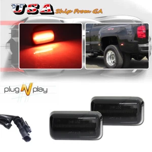 For 15-21 Chevy / GMC Dually 2PCS Fender Red LED Side Marker Lights Cab Smoked - Picture 1 of 11