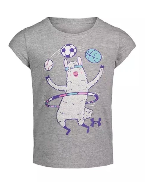 UNDER ARMOUR Toddler Girls Llama Graphic Tee ** MOD GRAY - 2T, 3T, 4T ** NWT - Image 1 of 1