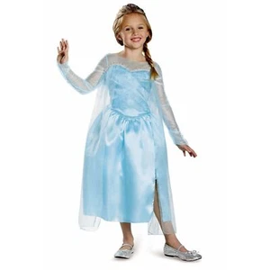 Girls Official Disney Classic Frozen Elsa Costume Kids Princess Fancy Dress - Picture 1 of 6