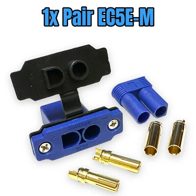 ✅  1x Paar EC5E-M Einbaustecker + EC5 + Gummikappe + Schrauben Blau 90A Lipo RC✅ - Bild 1 von 4