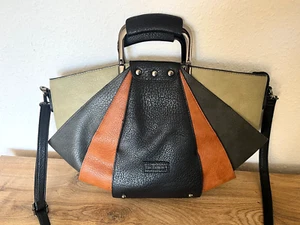 CASA di NOVA Handtasche Umhängetasche Henkeltasche Schwarz, braun, hell-khaki - Bild 1 von 4