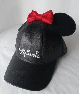 Cappello berretto Disney Minnie mouse orecchie glitter nero rosso fiocco giovani ragazze regolabile - Foto 1 di 8