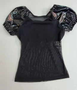 Black Fetish viynl sheer Petite Top Club Party Sexy - Picture 1 of 12