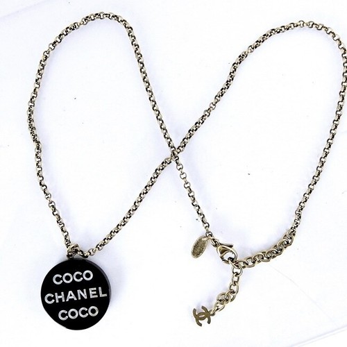 Collana Piatta Chanel 07P Marca Coco Oro Catena Resina Lunghezza 43 48cm Piastra Cerchio