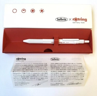 Rotring Holbein Collab 600 3 en 1 Multi Pluma Permanente Blanco Japón Limitado JP NUEVO Foto 1 de 4