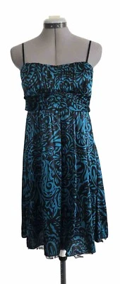 RUBY ROX Womens Dress Size Small Juniors Lined Taffeta Trim Lining Black & Teal - Image 1 of 4
