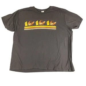 PokeMan Graphic Print T-Shirt Gray Mens 3XL Pikachu & Eevee Anime Cartoon Game - Picture 1 of 8