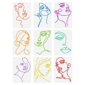 9 PCS Lady Line Art Painting Stencil 8.3x11.7 inch Woman Face Painting Stencils - Picture 1 of 6