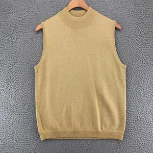 Christopher & Banks Sweater Womens Medium Gold Shimmer Sleeveless Mock Neck Knit - Picture 1 of 9