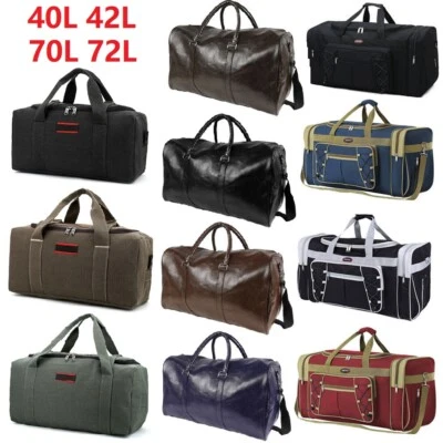 40L-80L Men Women Duffle Bag Overnight Handbag Shoulder Travel Luggage Leather - Image 1 of 4