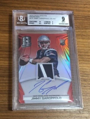 2014 Spectra~JIMMY GAROPPOLO #218~Rookie Patch Auto~Red Prizm 9/10 Rare~BGS 9/10 - Image 1 of 2