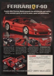 1992 Red FERRARI F40 Sports Car - 1:24 Die Cast Car Replica - VINTAGE AD - Picture 1 of 1