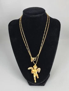 KIRKS Locura Celestial Ángel Querubín Collar Tono Dorado Colgante Estrás - Imagen 1 de 15