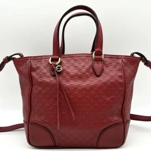 GUCCI Handbag 2way GG Interlocking Red Leather Authentic From Japan - Picture 1 of 11