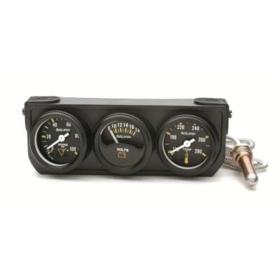 Auto Meter 2396 1.5" Gauge Console Set, 100psi/280 Degree F/18V, Mech Black Dial - Image 1 of 3