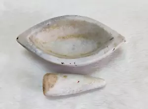 Antique Handmade Marble Stone Mortar Pestle Homeopathic Medicine Old STO345 - Picture 1 of 7