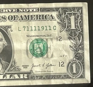 (6 OF A KIND!) 1 $ 6 Of A Kind 1s Fancy Seriennummer L71111911C Serie 2021 - Bild 1 von 3