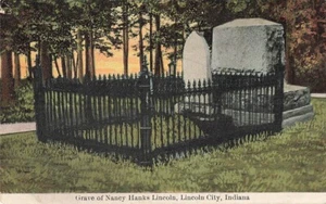 Postkarte Grab Nancy Hanks Lincoln City Indiana DB - Bild 1 von 2
