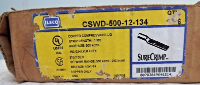 Box 6  New ILSCO CSWD-500-12-134 Copper Compression Lug - Image 1 of 2